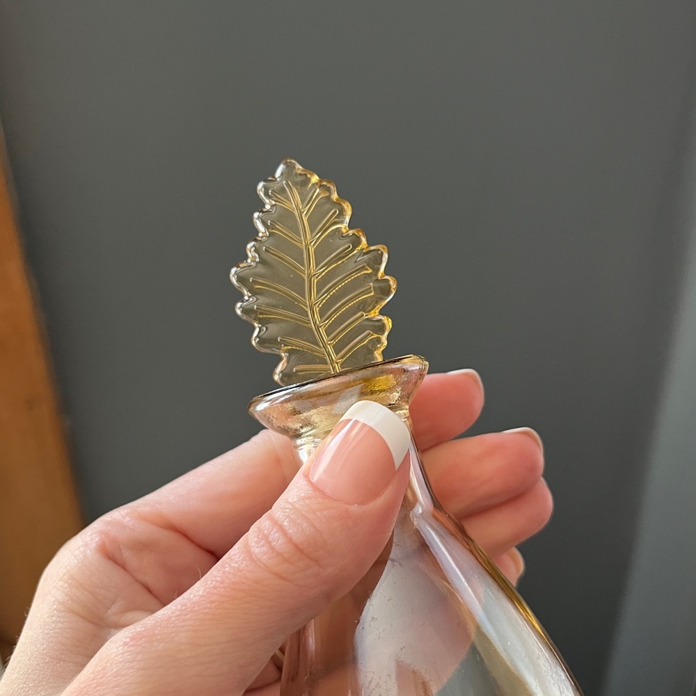 Vintage Glass Moon Water Bottle Jar with Fall Leaf Stopper Lid - Picture 7 of 12
